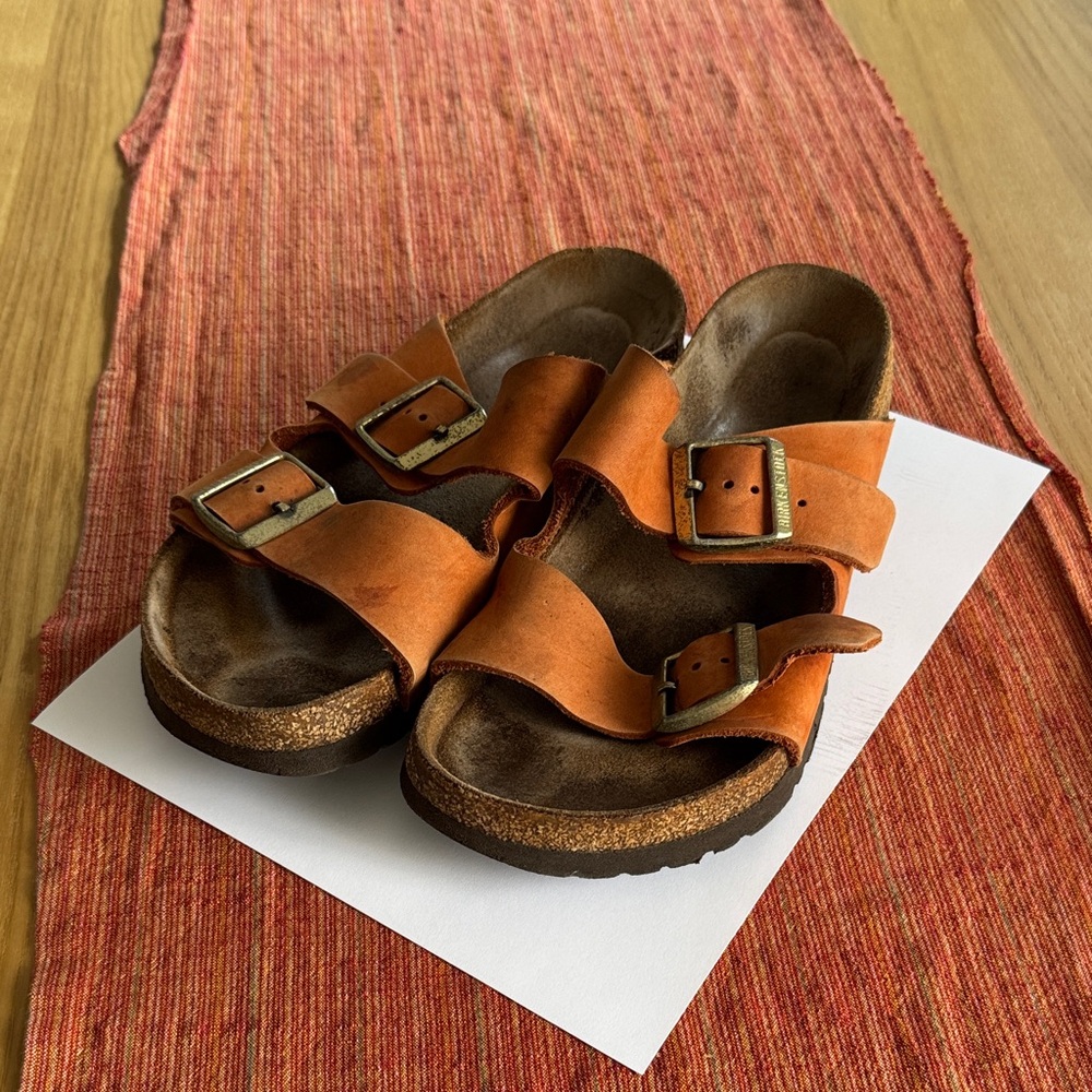 Orange Double-Buckle Slide Sandals (7)